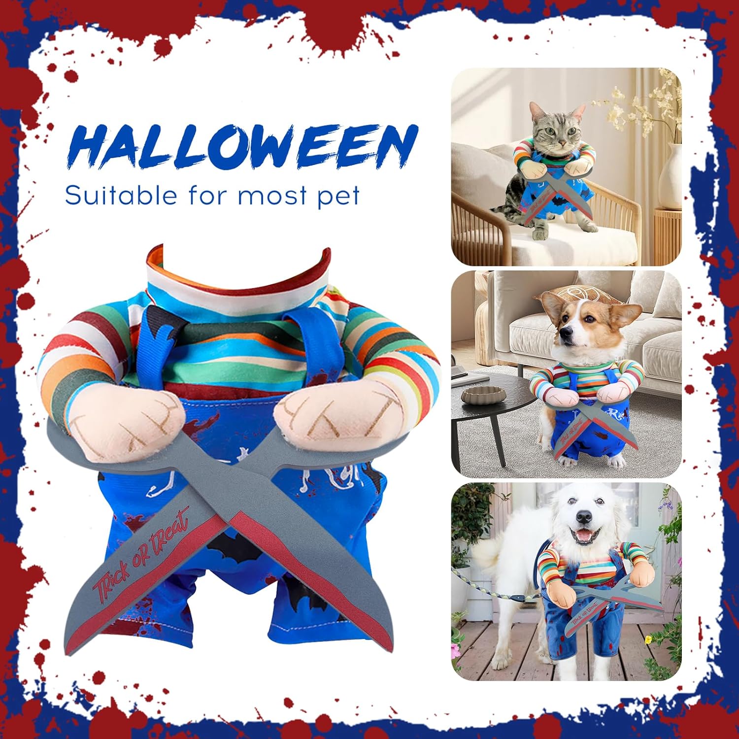 KOSTIUM CHUCKY Z NOŻYCZKAMI HALLOWEEN